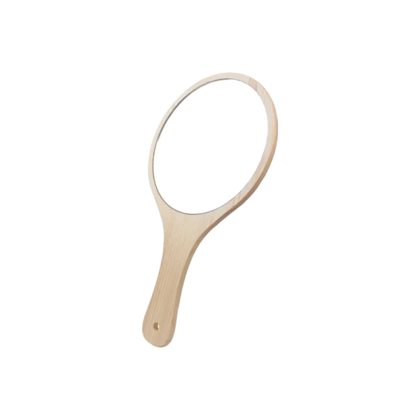 MIRROR-ROUND-OVAL Premium Wooden Handle Mirror- ROUND OVAL