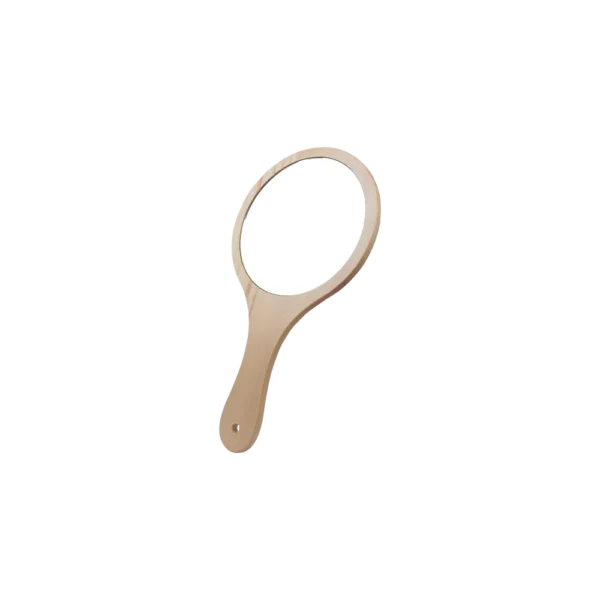 Premium Wooden Handle Mirror- ROUND SMALL
