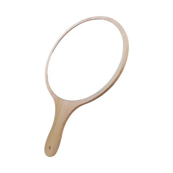 Premium Wooden Handle Mirror- ROUND DOUBLE XL