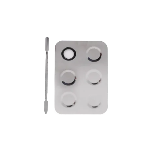 Stainless Steel Cosmetic Makeup MIXING-PLATE-with Spatula Tool - MIXING-PLATE-2