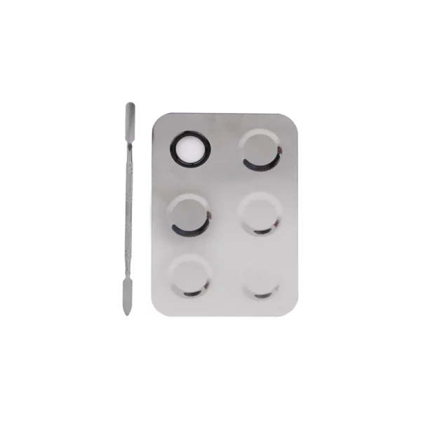 Stainless Steel Cosmetic Makeup MIXING-PLATE-with Spatula Tool - MIXING-PLATE-2