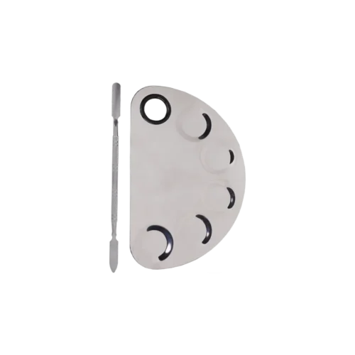 Stainless Steel Cosmetic Makeup MIXING-PLATE-with Spatula Tool - MIXING-PLATE-3