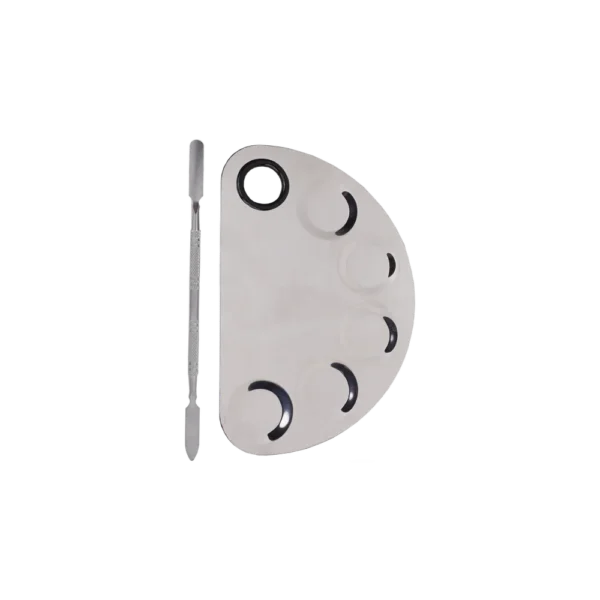 Stainless Steel Cosmetic Makeup MIXING-PLATE-with Spatula Tool - MIXING-PLATE-3