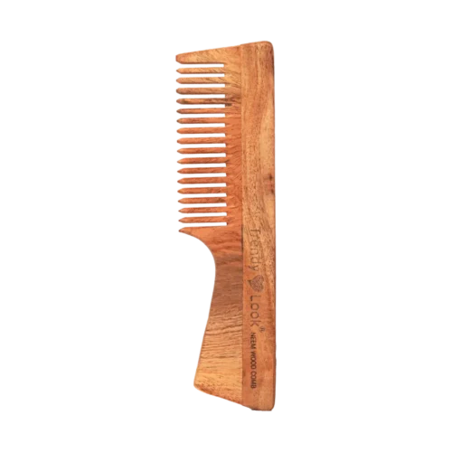 Multi Action Detangling Fizz Control Neem Wooden Comb - HANDLE