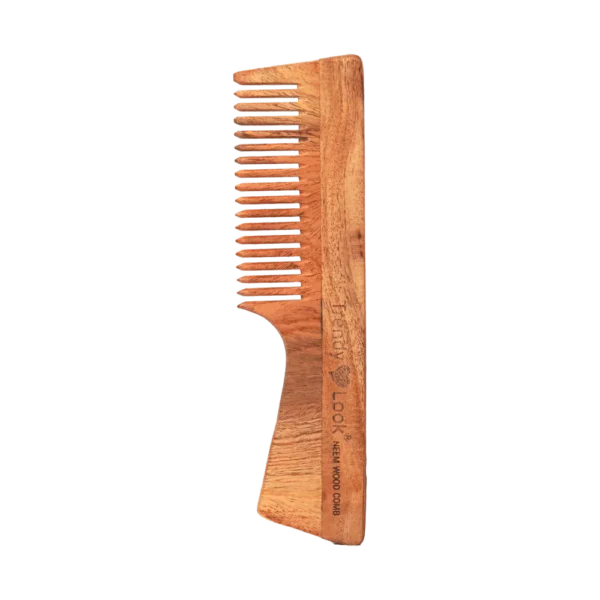NEEM-COMB-HANDLE Multi Action Detangling Fizz Control Neem Wooden Comb - HANDLE