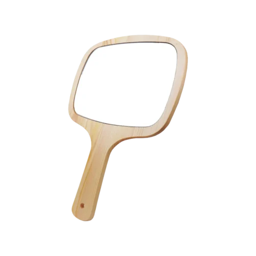 Premium Wooden Handle Mirror-SQUARE