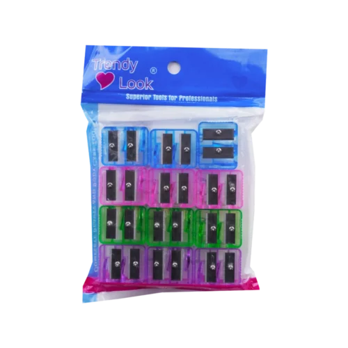 TLS-12PCS-SET Makeup Kajal Eyeliner Eyebrow Pencil Dual Sharpener |Twin Hole Cosmetic Cutter for Beauty Salon,Kajal Pencil Dual Sharpener - 12 PCS SET