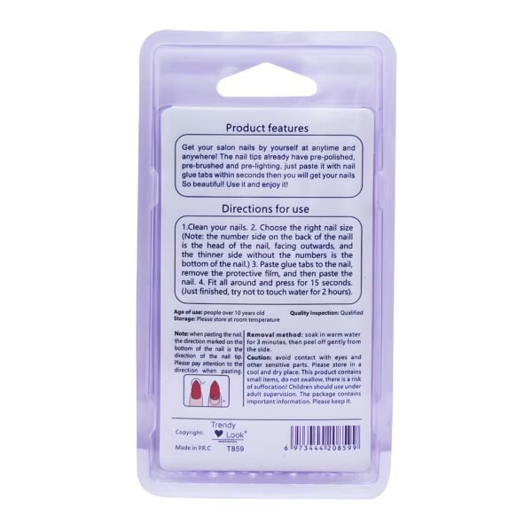 Trendy Look Press-On Nails | Instant Glam Manicure | Long-Lasting, Reusable & Easy to Apply Artificial Nails for Women & Girls